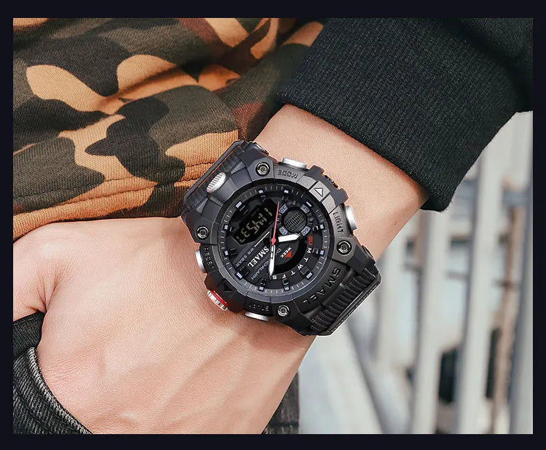 SMAEL Fashion Sport Watches Men Shock Resistant 50M Waterproof Wristwatch LED Alarm Stopwatch Clock Military 8040 Men Watch