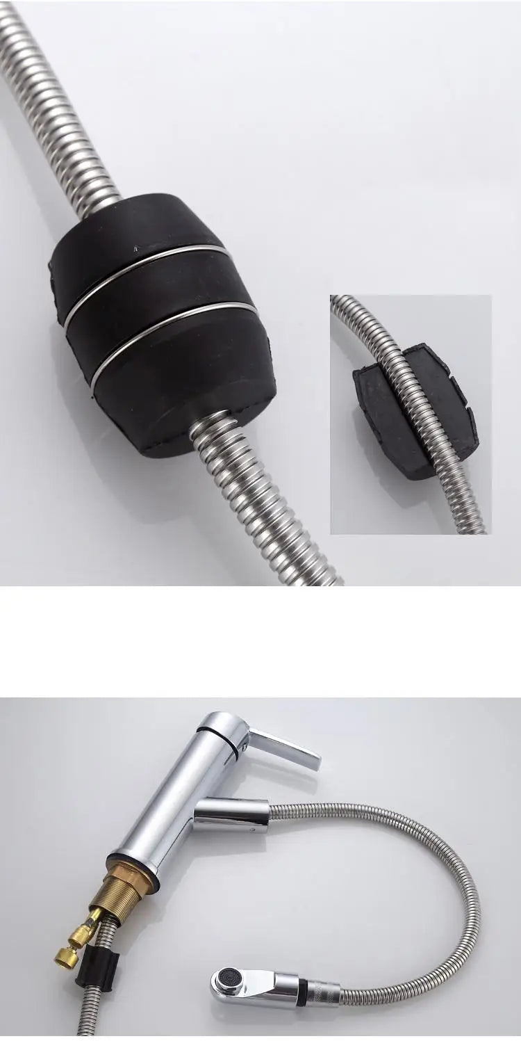 Single Handle Pull-out Bathroom Basin Faucet Hot and Cold Water Countertop Installation Faucet Water Mode