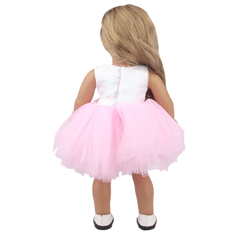 Sequins Dress Doll Clothes For 17 Inch&43cm Baby New Born Doll Brilliant Party Reunion Doll Skirt For American 18 Inch Doll DIY