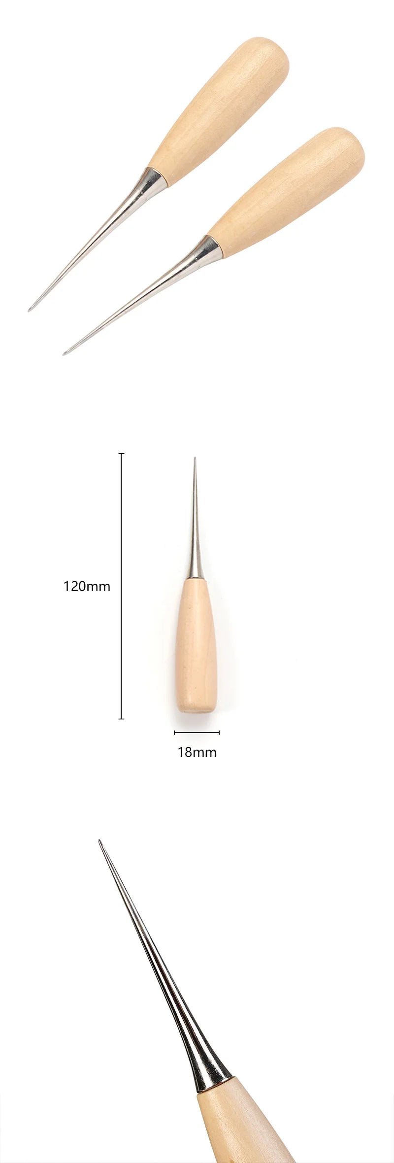 WUTA 2pcs Leather Hand Stitching Awl Tool Leather Craft Hole Punch Tools Sewing Punching Hole Maker Stitching Over Stitch