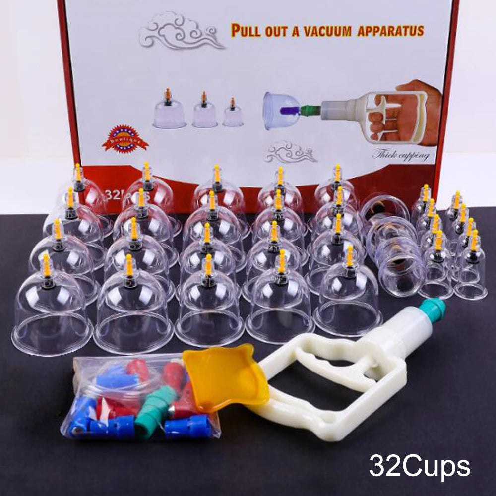 24/32 Therapy Cups Cupping Therapy Set with Pump, Professional Chinese Acupoint Cupping Therapy Hijama for Massage Muscle&Joints