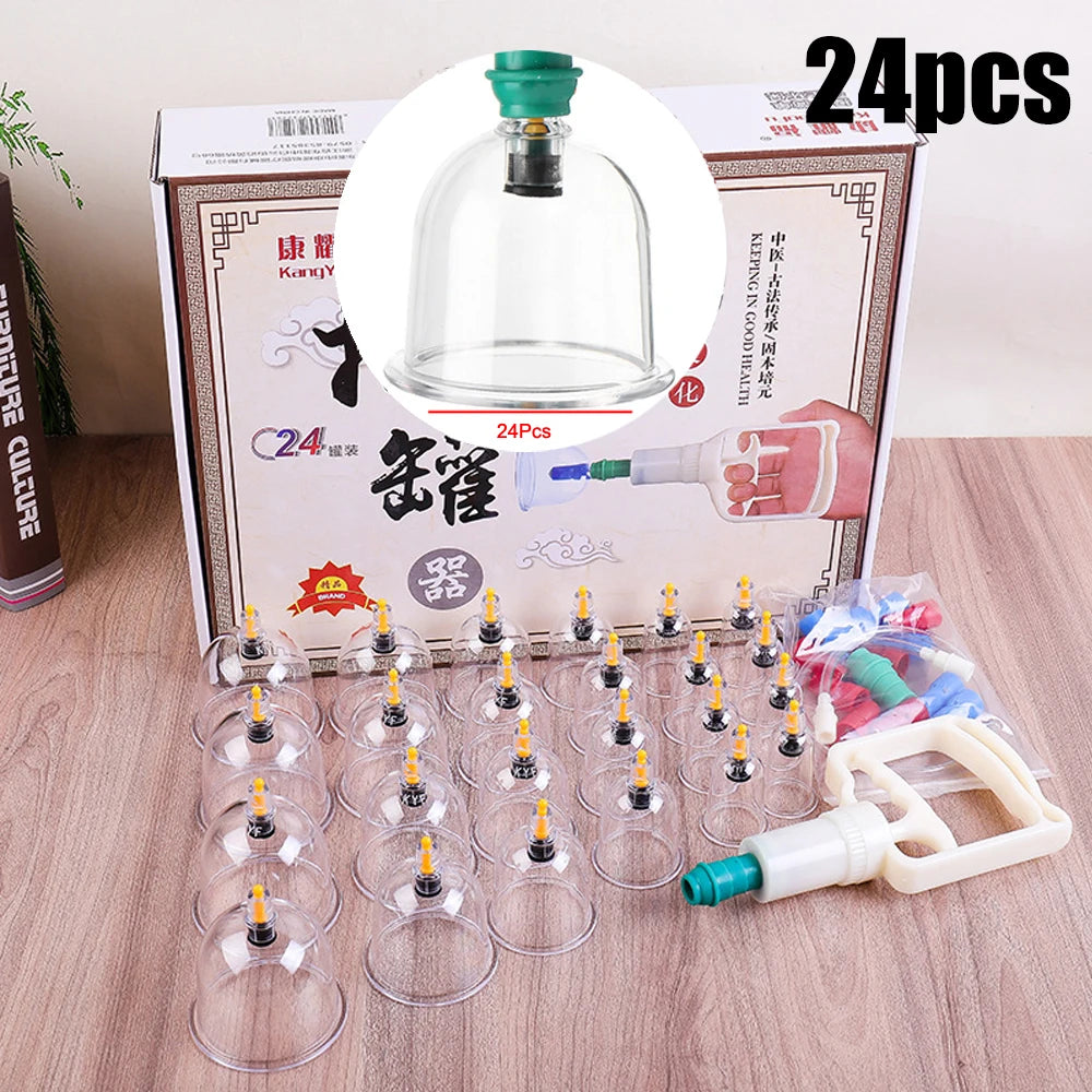 Cupping Massage Cups Therapy Sets Hijama Chinese Acupoint with Vacuum Pump for Body Back Massage Pain Relief Physical Therapy
