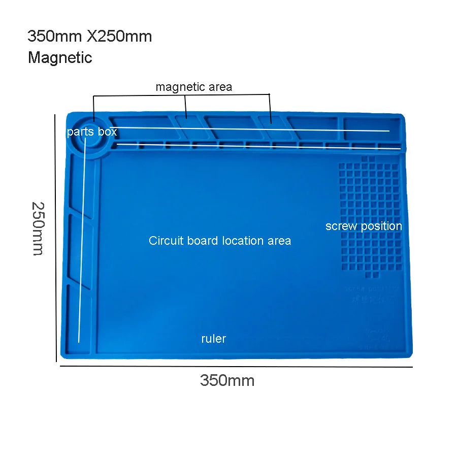 Silicone Soldering Pad Desk Platform Mat for Welding Station Iron Phone PC Repair Magnetic Heat Insulation No Lead S-160