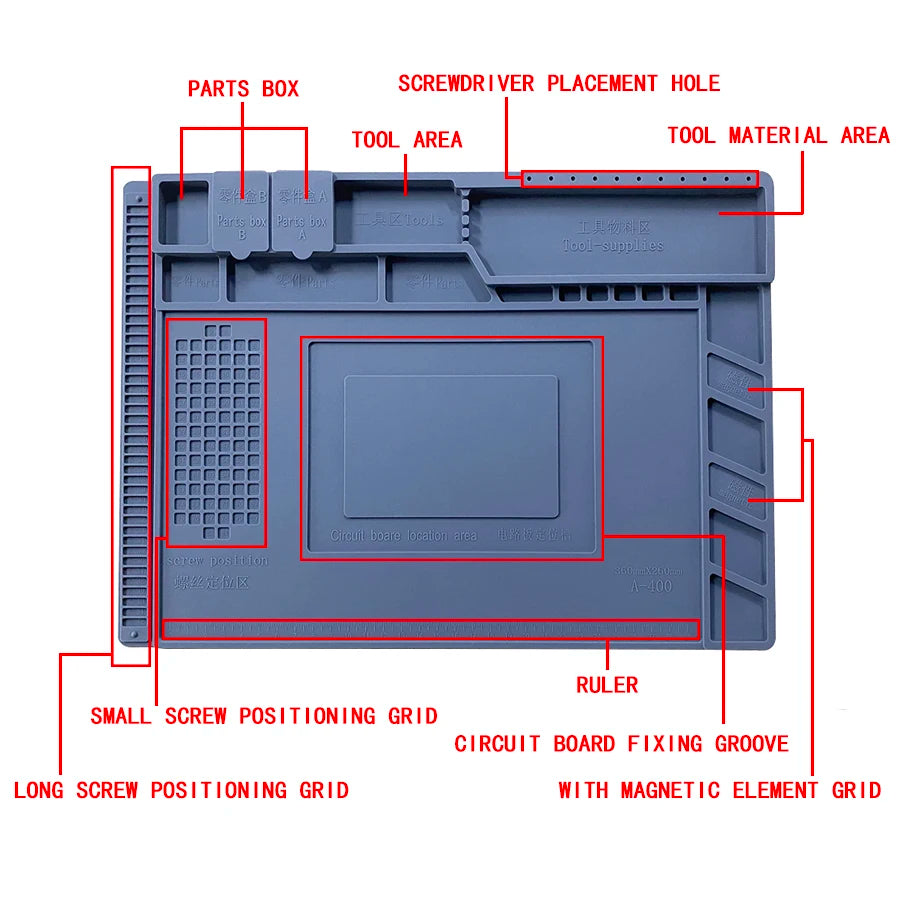 Silicone Soldering Pad Desk Platform Mat for Welding Station Iron Phone PC Repair Magnetic Heat Insulation No Lead S-160