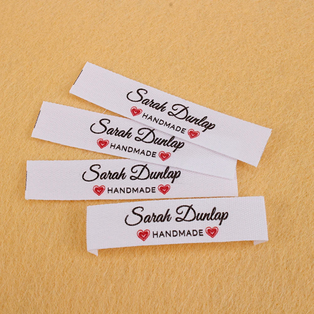 Clothing Labels, Washable, Cotton, Custom Tags, Personalized Name, Handmade, Sewing Gift, 12mm x 60mm, With Love (MD5262)