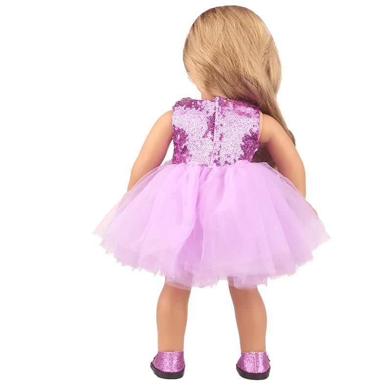Sequins Dress Doll Clothes For 17 Inch&43cm Baby New Born Doll Brilliant Party Reunion Doll Skirt For American 18 Inch Doll DIY