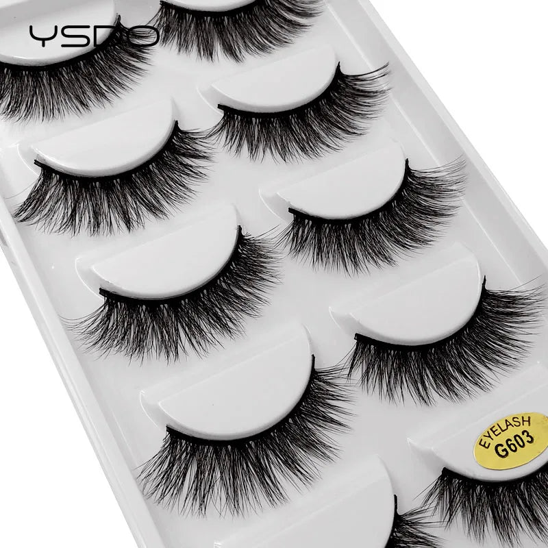 YSDO 5 Pairs False Eyelashes Lashes Natural Fluffy Faux Mink Eyelashes Cilios Mink 3d Soft Lashes Thick Faux Cils Maquiagem