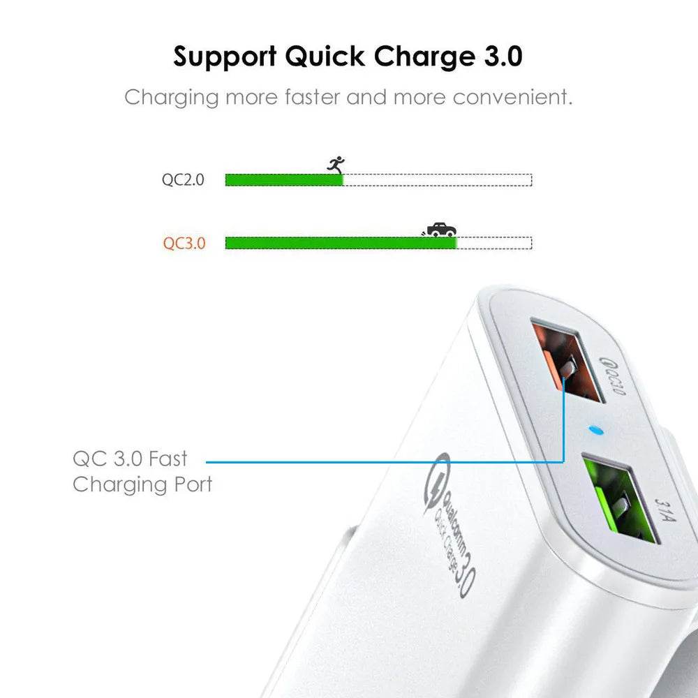 QC3.0 5.6 ft extension cable 4-port USB car charger for fast charging for iPhone 12 and Xiaomi mobile driving recorder