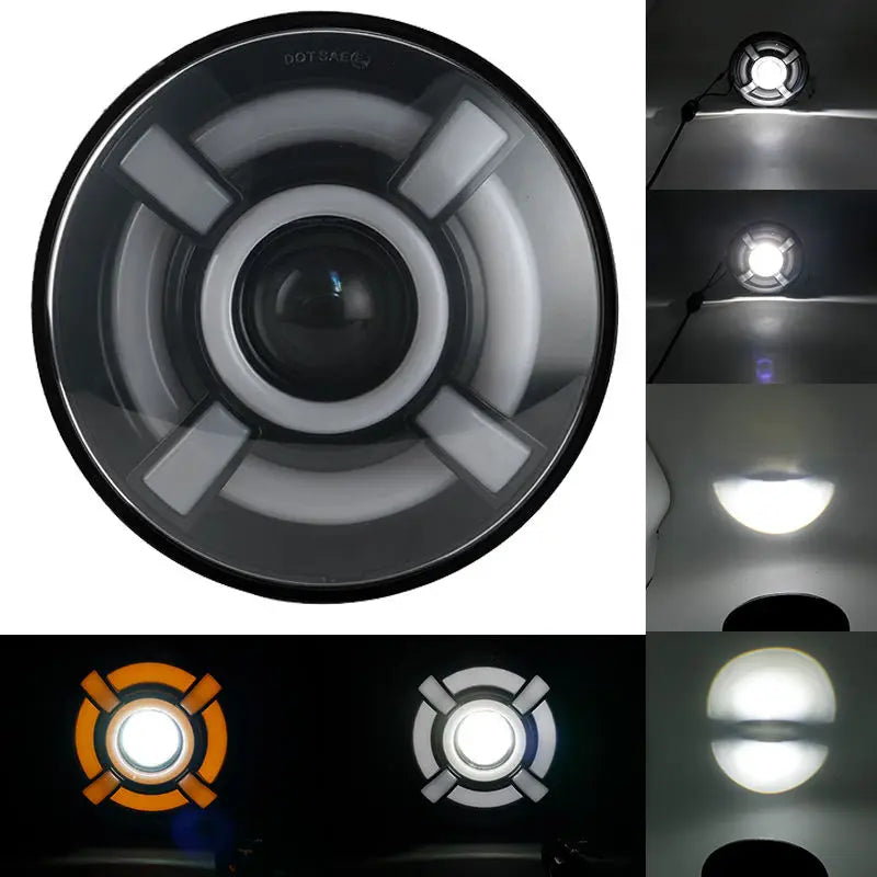 2x Car 7 Inch Led Headlight Hi/Low H4 Halo Angle Eyes DRL For Jeep JK TJ OffRoad Defender Hummer 4x4 Suzuki Samurai Headlamp