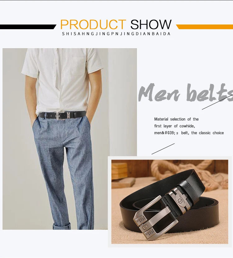 New Men Genuine Leather Belts Cowboy Wide High Quality Buckle Belts for Men Brand Luxury Leisure Vintage Jeans Strap HQ225
