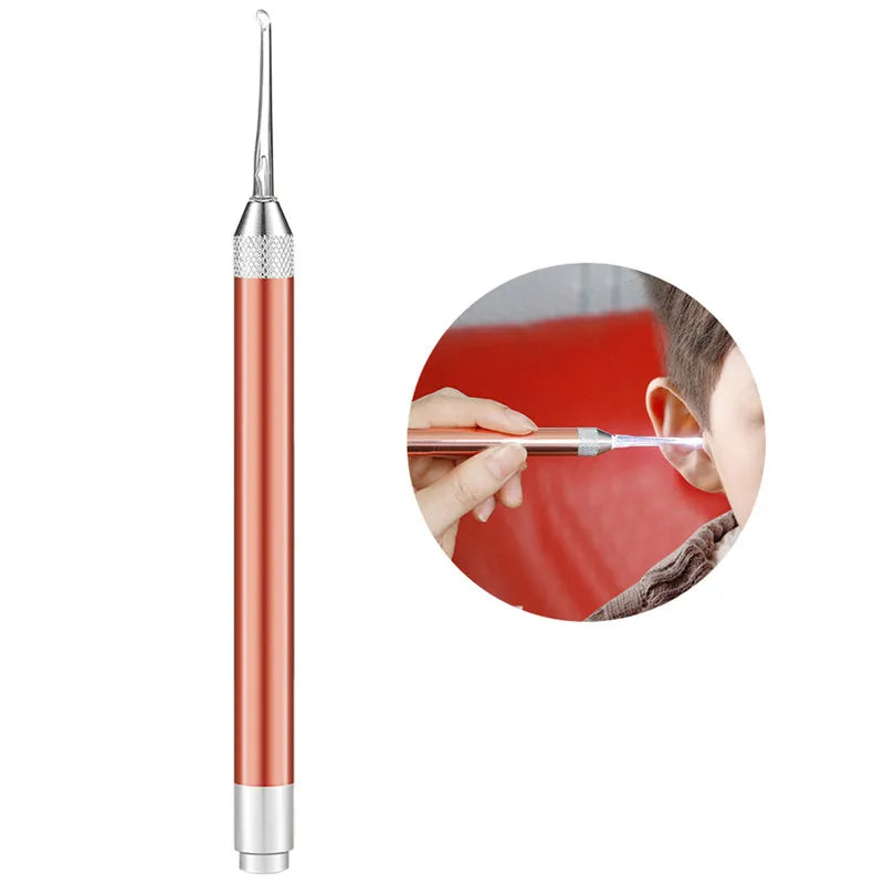 Baby Ear Cleaner Spoon LED Flash Light Ear Wax Curette Picker Visual Children Earpick Eer Wax Dig Remover Nose 2pc siliconespoon