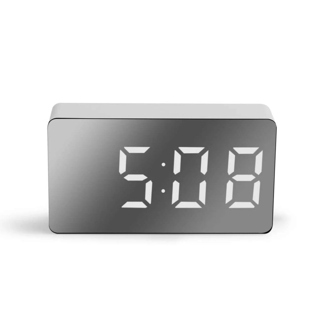 LED Digital Mirror Alarm Clock Mini Clock Multifunctional Snooze Display Time Night LCD Light Table Desktop USB 5v/No Battery