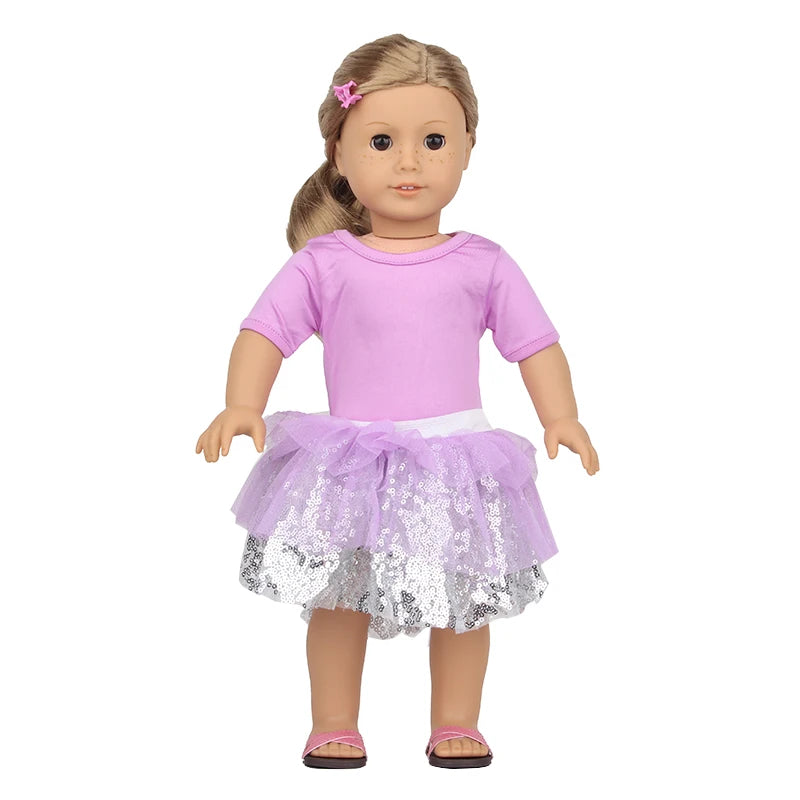 Sequins Dress Doll Clothes For 17 Inch&43cm Baby New Born Doll Brilliant Party Reunion Doll Skirt For American 18 Inch Doll DIY