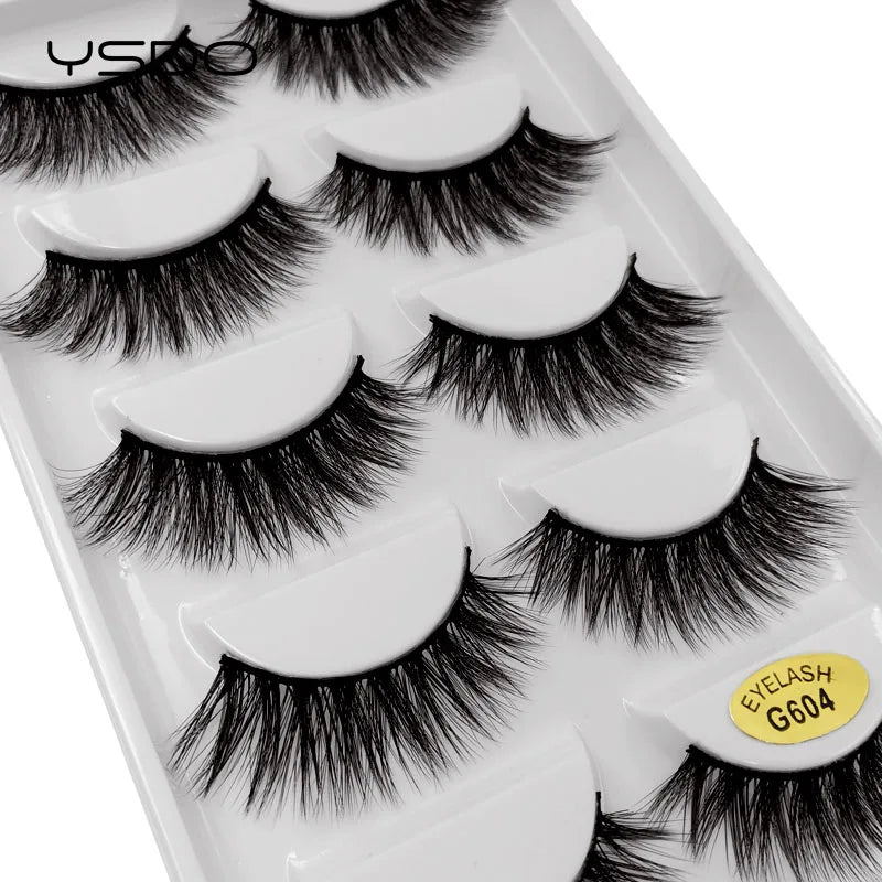 YSDO 5 Pairs False Eyelashes Lashes Natural Fluffy Faux Mink Eyelashes Cilios Mink 3d Soft Lashes Thick Faux Cils Maquiagem