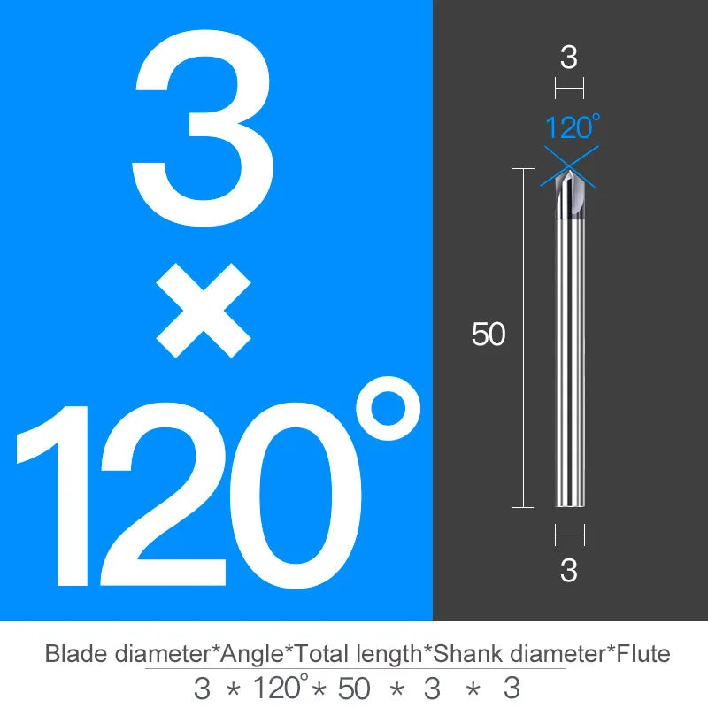 Chamfer Milling Cutter Carbide Corner Countersink Chamfering End Mill Deburring Edges V Grove Router 60 90 120 Degree 2 3 Flutes