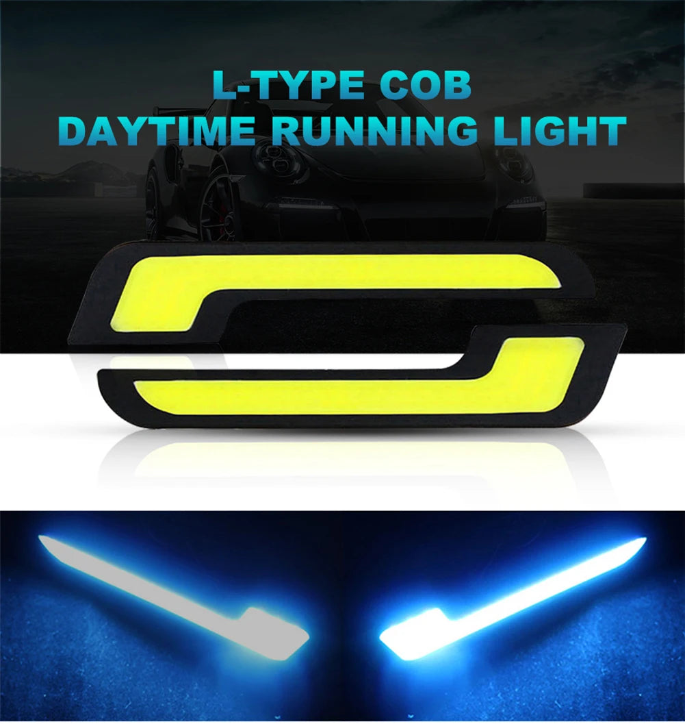 NLpearl 1 Pair 12V COB DRL LED Daytime Running Light for Car Offroad SUV Auto LED External Driving Fog Lamp Car Light Assembly