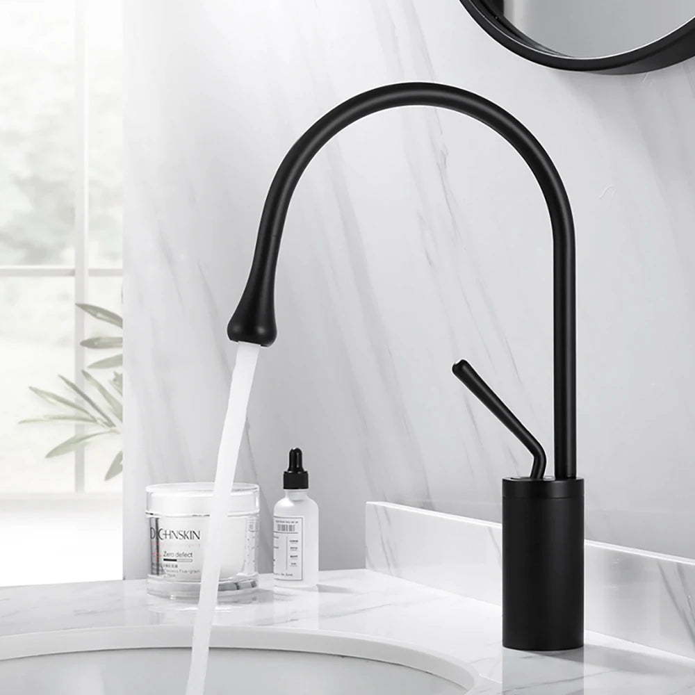 Modern Basin Faucet Brushed Gold Black Silver Faucet Deck Mounted Basin Sink Tap Mixer Hot & Cold Brass Tap for Bathroom