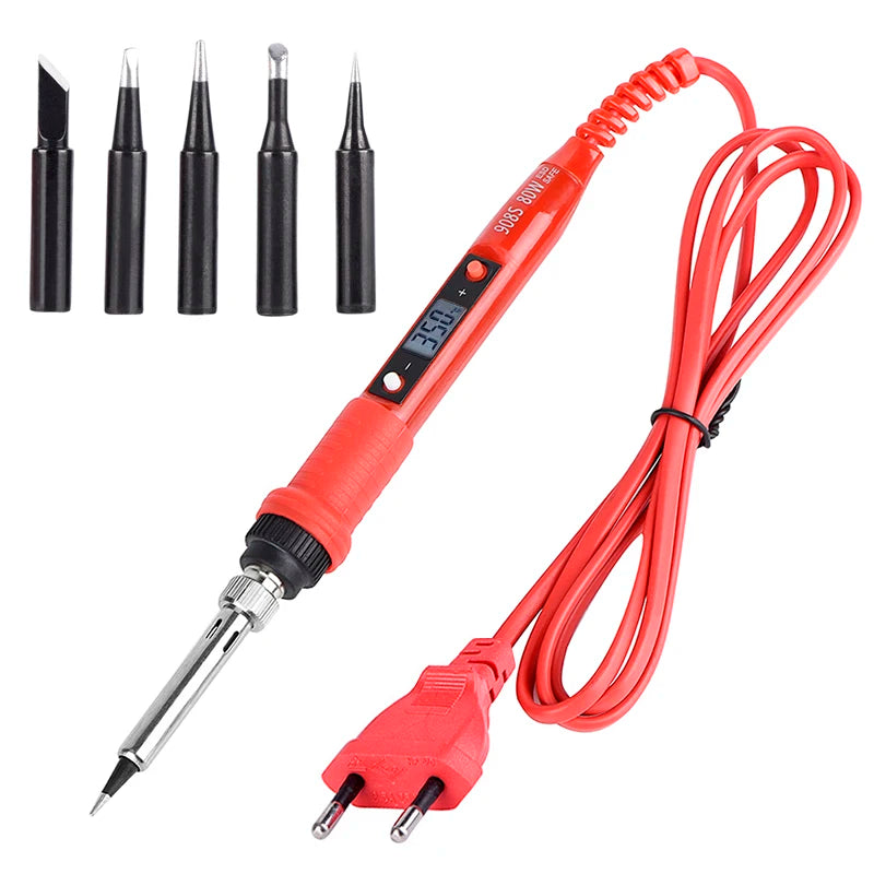 JCD Soldering Iron Kit Adjustable Temperature 220V 80W LCD Digital Display Welding Repair Tools With Solder Tin Iron Tips 908S