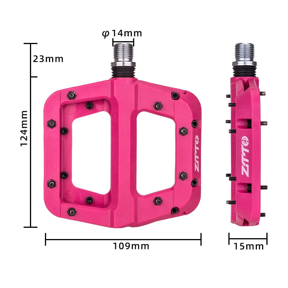 ZTTO MTB Bearings Ultralight Flat Pedal Chester XC Race AM Mountain BMX Face Anti-slip Big Foot DU Bushing Nylon Plastic Bicycle