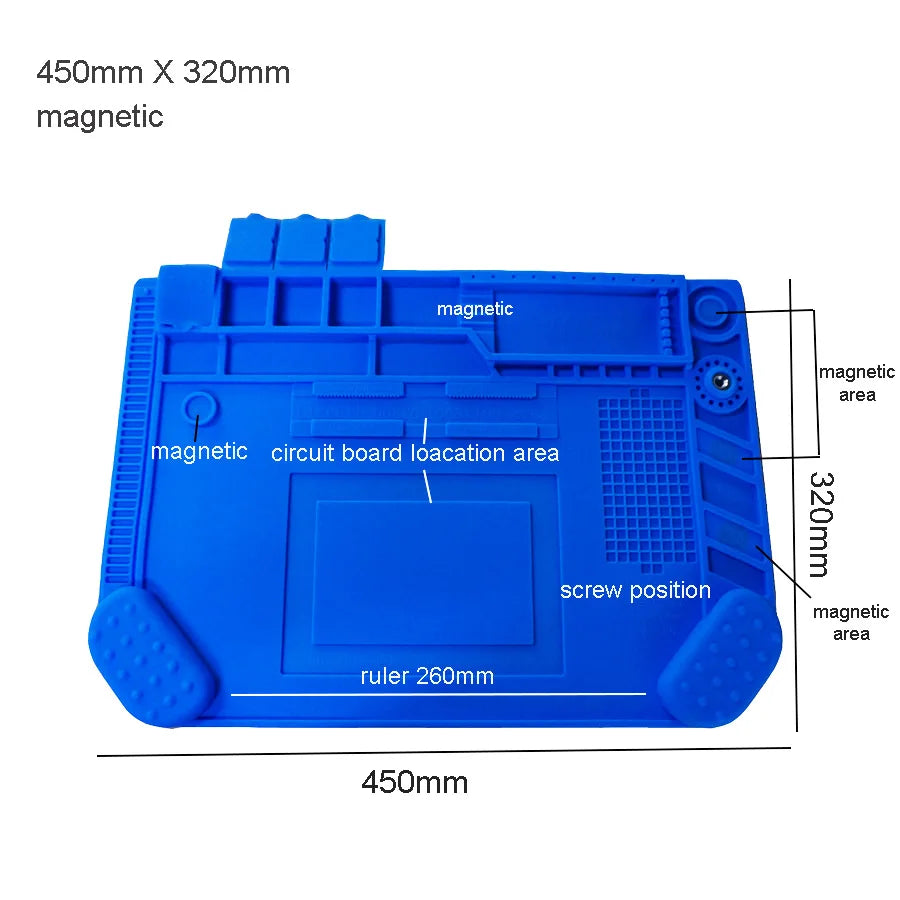 Silicone Soldering Pad Desk Platform Mat for Welding Station Iron Phone PC Repair Magnetic Heat Insulation No Lead S-160