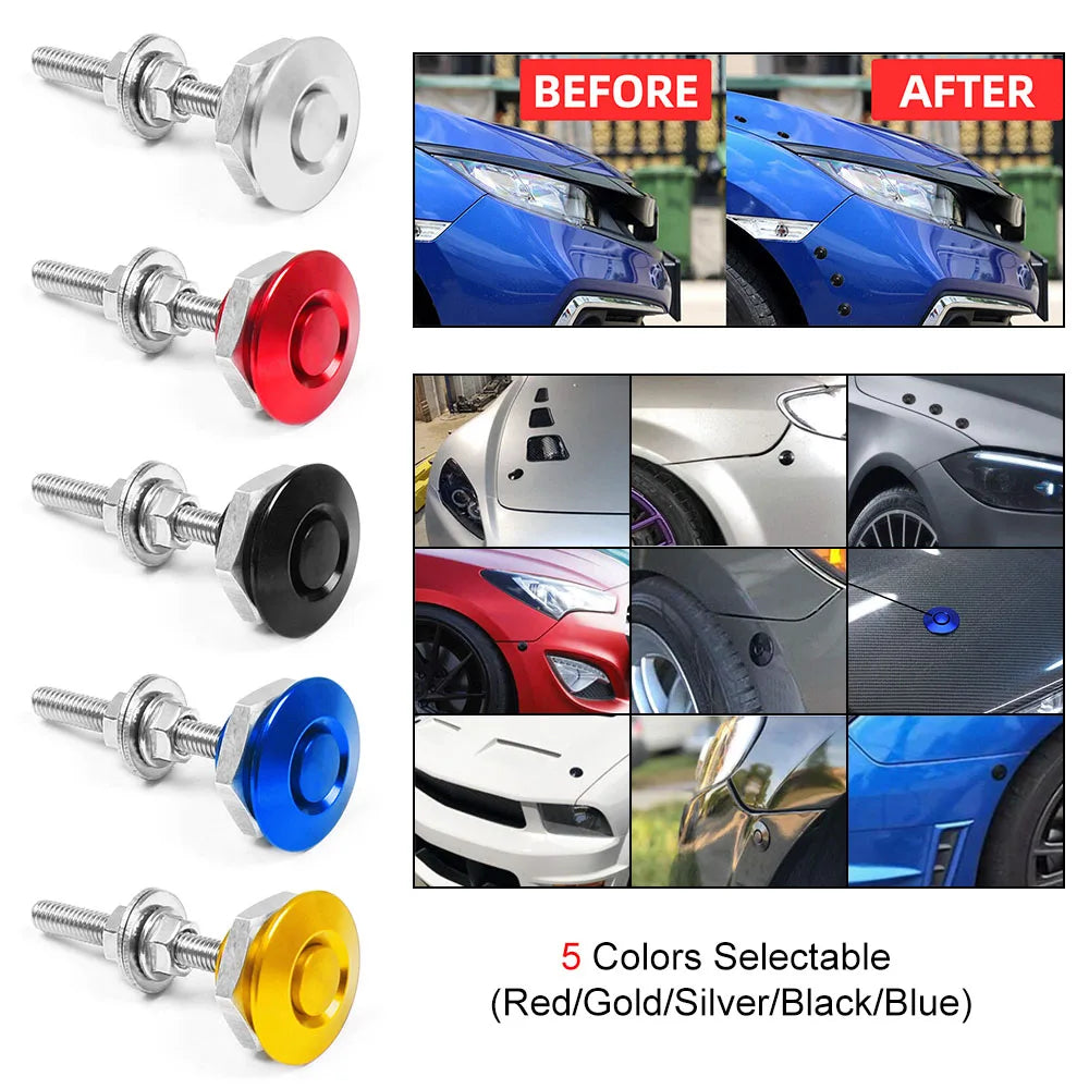 1.25" Universal Style Push Button Billet Hood Pins Lock Clip Kit For BMW ect Car Quick Pins BX102253