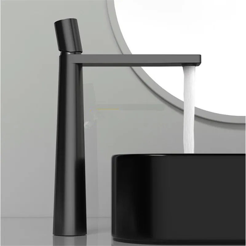 Tuqiu Basin Faucet Brass Bathroom Faucet Mixer Tap Black Wash basin Faucet Single Handle Hot and Cold Chrome Lavotory Faucet