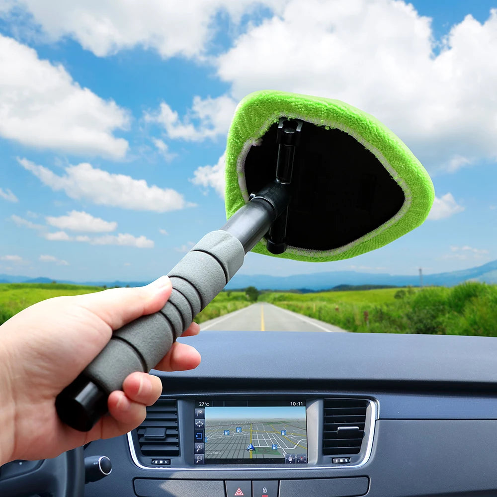 Window Scraping Mist Eliminator Microfiber Car Window Cleaner Telescopic Window Glass Cleaner Car Windshield Cleaning Brush