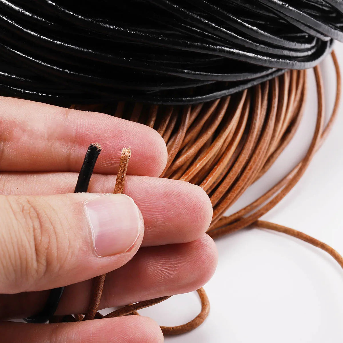 5 Meters/Lot 1-6mm Genuine Cow Leather Round Thong Cord DIY Bracelet Findings Rope String For Jewelry Making