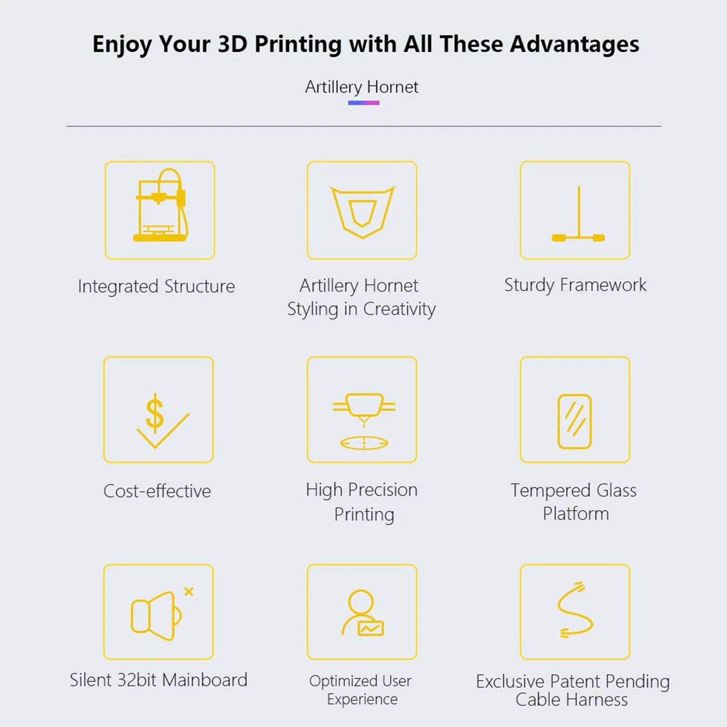 Go Hornet Precision 3D Printer 95% Pre-Assembled Build Volume Silent Printing with Remote Drive Extruder Works