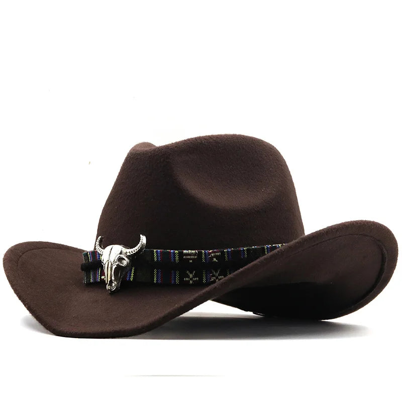 Simple White Women's Men's Western Cowboy Hat For Gentleman Lady Jazz Cowgirl With Leather Cloche Church Sombrero Caps