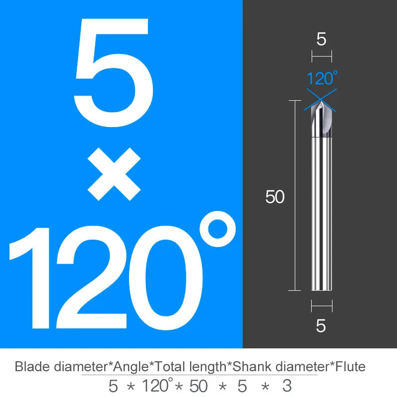 Chamfer Milling Cutter Carbide Corner Countersink Chamfering End Mill Deburring Edges V Grove Router 60 90 120 Degree 2 3 Flutes