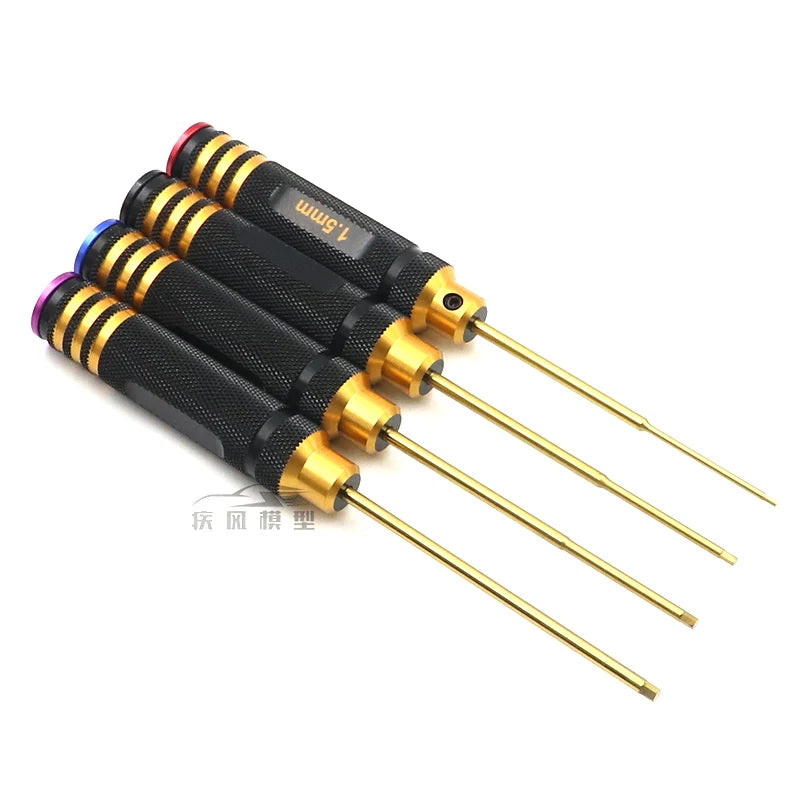 Ajrc 4pcs/set Titanium Plating 1.5/2/2.5/3mm Hexagon Screwdriver Screw Driver Tool Kit For Rc Model Car Boat Airplane
