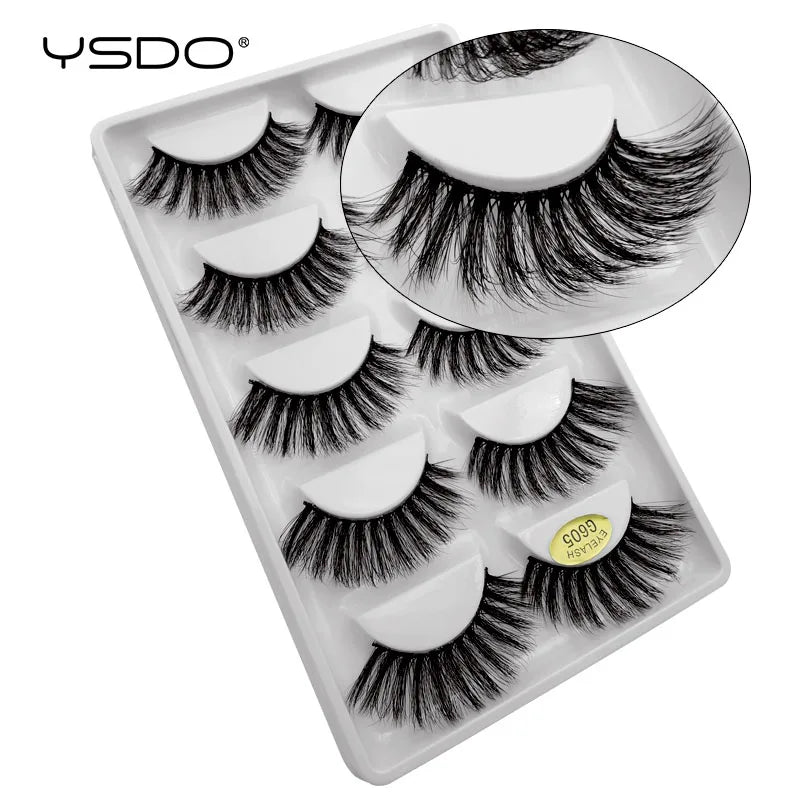 YSDO 5 Pairs False Eyelashes Lashes Natural Fluffy Faux Mink Eyelashes Cilios Mink 3d Soft Lashes Thick Faux Cils Maquiagem