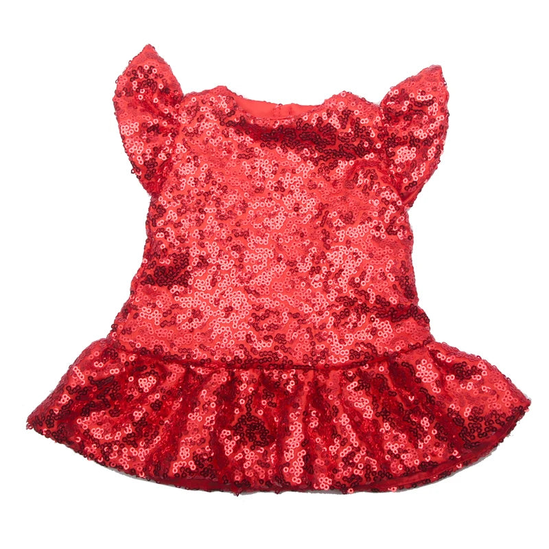 Sequins Dress Doll Clothes For 17 Inch&43cm Baby New Born Doll Brilliant Party Reunion Doll Skirt For American 18 Inch Doll DIY