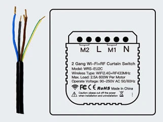 Tuya SmartLife WiFi RF 2 Gang Double Curtain Blind Switch for Roller Shutter Electric Motor With Alexa Google Home Voice Control