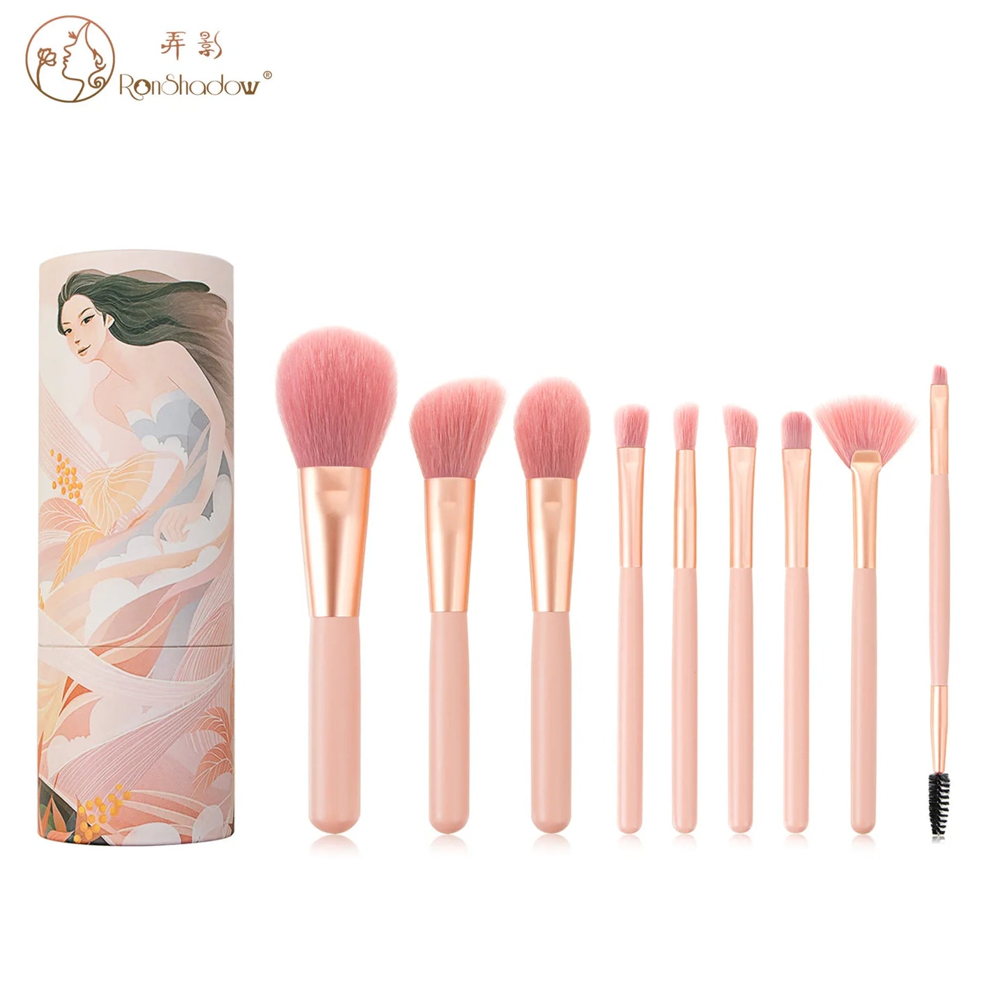 Ronshadow 9PCS Makeup Brushes Set Brochas Maquillaje Pincel De Maquiagem Kit Rangement Maquillage Beauty Packaging Makeup Tools