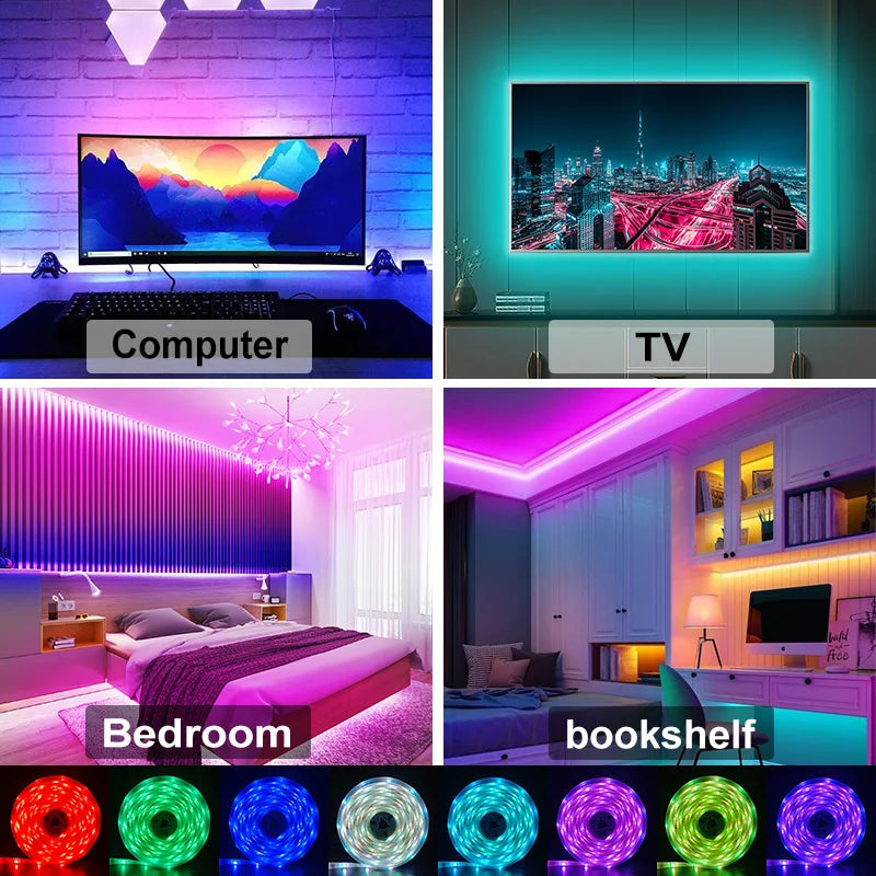 APP 1M-30M USB Led Strip Lights RGB 5050 Bluetooth APP Control Luces Led Flexible Diode Decoration For Living Room Lamp Ribbon