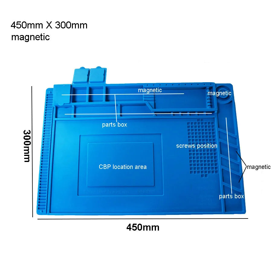 Silicone Soldering Pad Desk Platform Mat for Welding Station Iron Phone PC Repair Magnetic Heat Insulation No Lead S-160