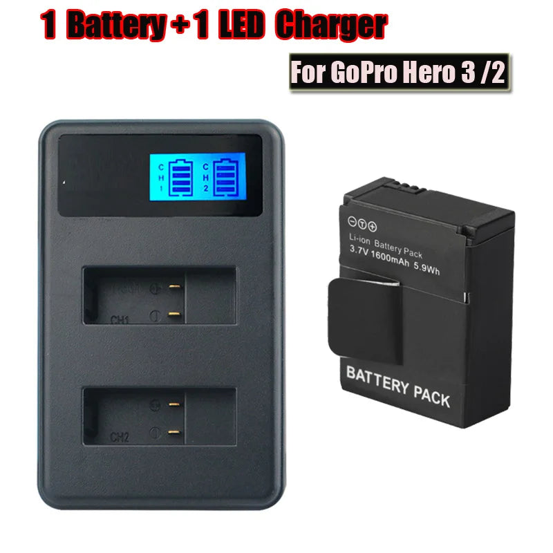 4pcs AHDBT-301/302 Battery+Double slot LCD Screen Display USB Charger Kit for Gopro hero3 3+ Action camera accessories