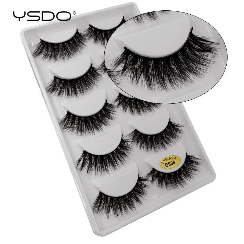 YSDO 5 Pairs False Eyelashes Lashes Natural Fluffy Faux Mink Eyelashes Cilios Mink 3d Soft Lashes Thick Faux Cils Maquiagem