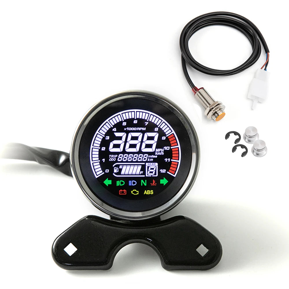 Universal Digital Odometer Motorcycle Speedometer Oil Gauge Tachometer Meters Instrument Cluster Turn Signal Light Indicator