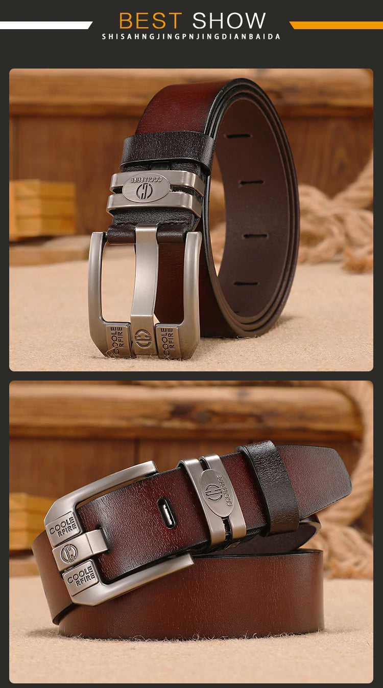 New Men Genuine Leather Belts Cowboy Wide High Quality Buckle Belts for Men Brand Luxury Leisure Vintage Jeans Strap HQ225