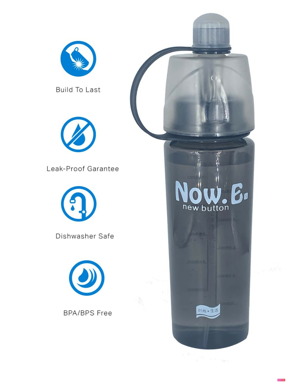 Water bottle with spray 400ml