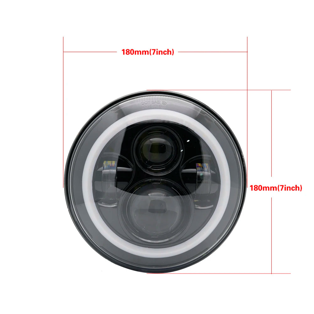 2x Car 7 Inch Led Headlight Hi/Low H4 Halo Angle Eyes DRL For Jeep JK TJ OffRoad Defender Hummer 4x4 Suzuki Samurai Headlamp