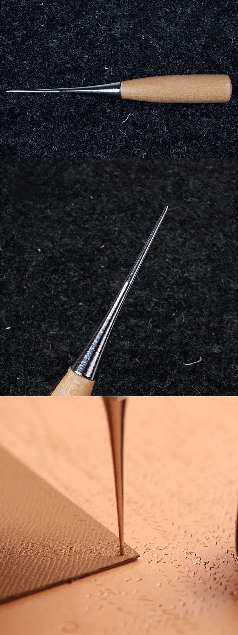 WUTA 2pcs Leather Hand Stitching Awl Tool Leather Craft Hole Punch Tools Sewing Punching Hole Maker Stitching Over Stitch
