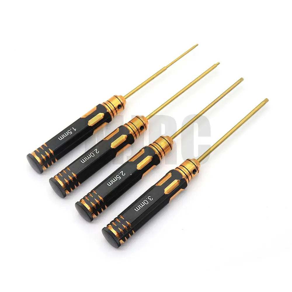 Ajrc 4pcs/set Titanium Plating 1.5/2/2.5/3mm Hexagon Screwdriver Screw Driver Tool Kit For Rc Model Car Boat Airplane