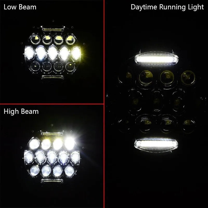 2x Car 7 Inch Led Headlight Hi/Low H4 Halo Angle Eyes DRL For Jeep JK TJ OffRoad Defender Hummer 4x4 Suzuki Samurai Headlamp