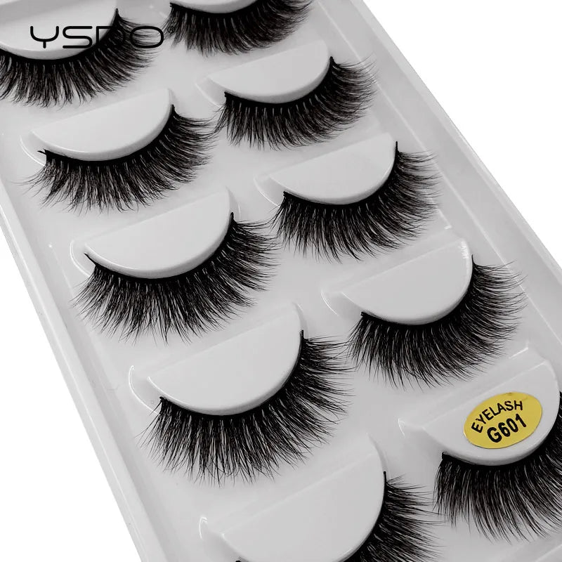 YSDO 5 Pairs False Eyelashes Lashes Natural Fluffy Faux Mink Eyelashes Cilios Mink 3d Soft Lashes Thick Faux Cils Maquiagem