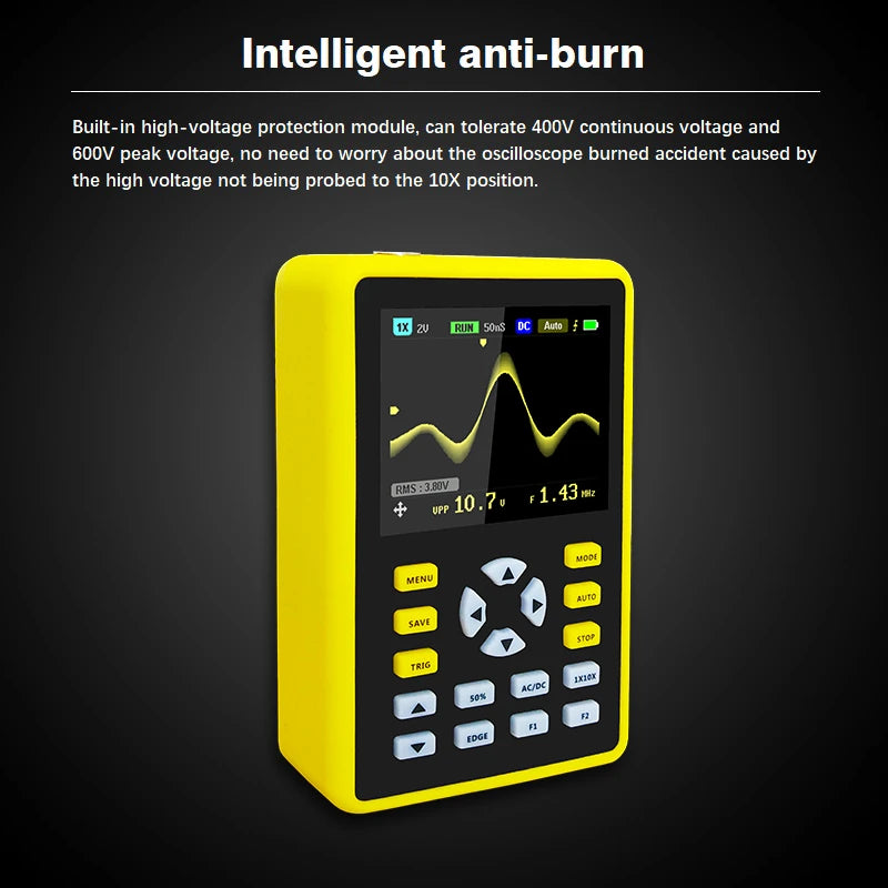 FNIRSI-5012H Handheld Digital Osciloscopio 500MS/s Sampling Rate 100MHz Analog Bandwidth 2.4 Inches Support Waveform Storage