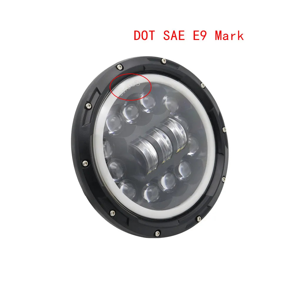 2x Car 7 Inch Led Headlight Hi/Low H4 Halo Angle Eyes DRL For Jeep JK TJ OffRoad Defender Hummer 4x4 Suzuki Samurai Headlamp